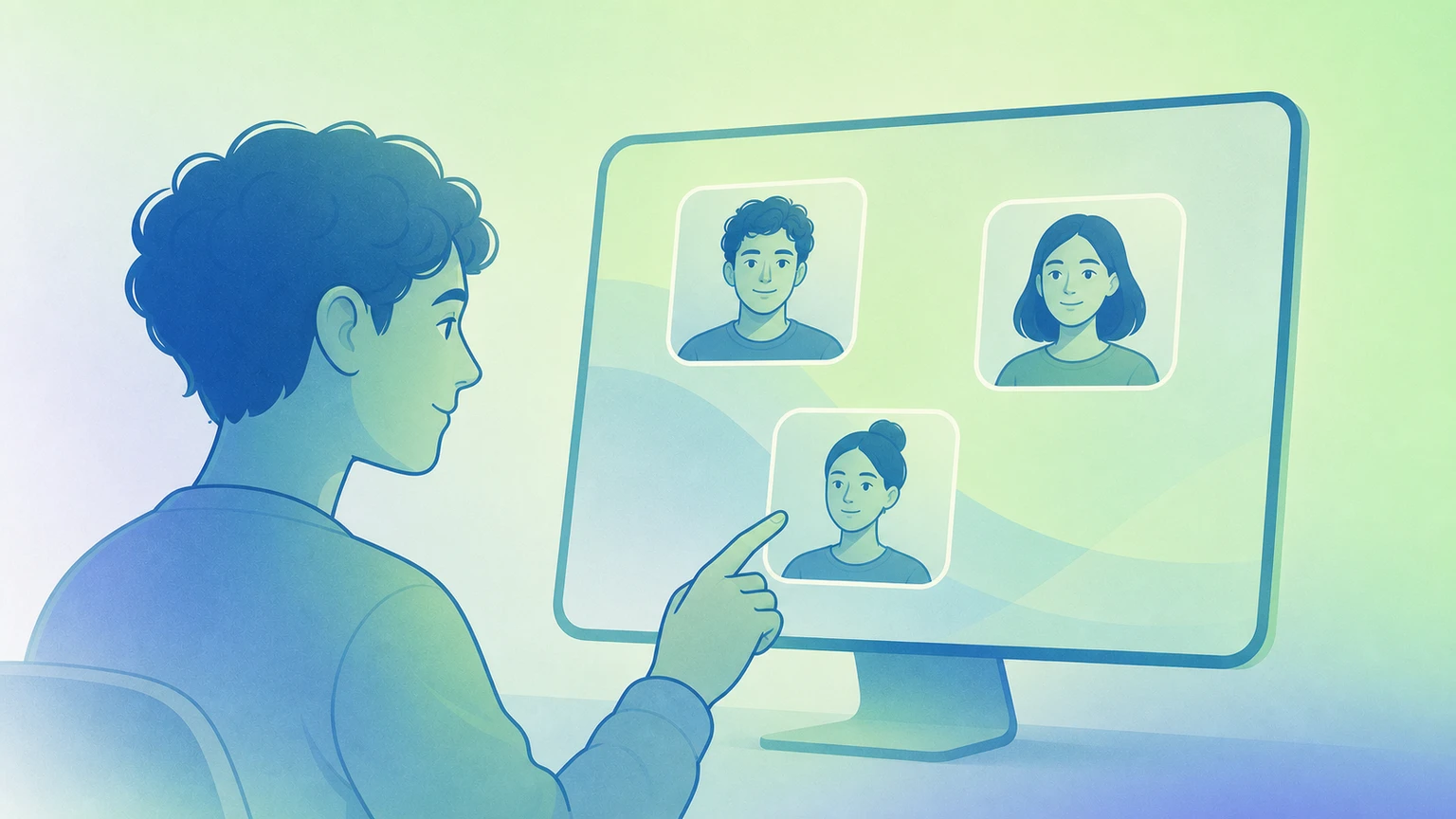 Illustration of multiple live camera feeds floating on a Mac screen